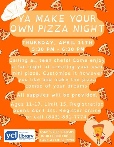 YA Make Your Own Pizza Night Flyer