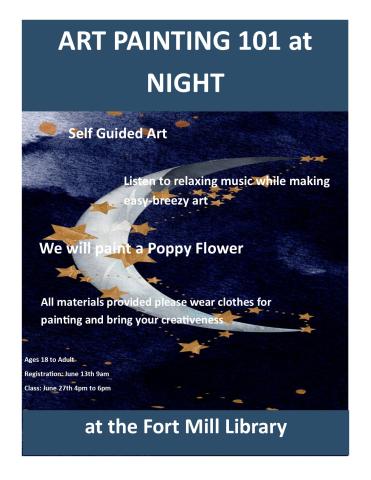 Art Painting 101 at Night we will paint a poppy flower