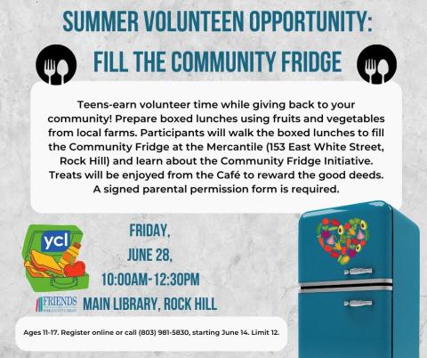 Summer Volunteen Opportunity: Fill the Community Fridge