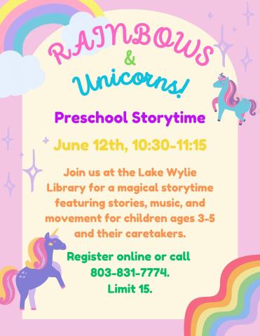 Join us at the Lake Wylie Library for a magical storytime featuring stories, music, and movement for children ages 3-5 and their caretakers.