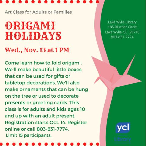 Origami Holidays flyer