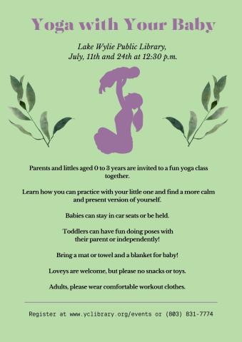 Parents and littles aged 0 to 3 years are invited to a fun yoga class together.  