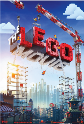 Lego crane with Lego Movie sign