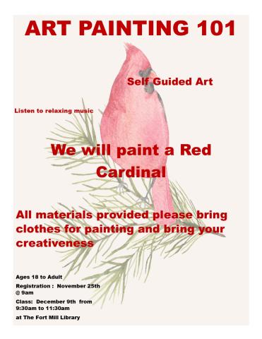 Art Painting 101 We will paint a Red Cardinal