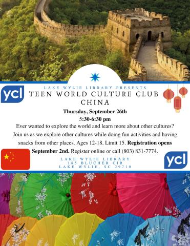 Is a flyer for our world culture club. This month is China.