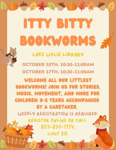 Welcome all our littlest bookworms! Join us for stories, music, movement, and more for children 0-3 years accompanied  by a caretaker. 