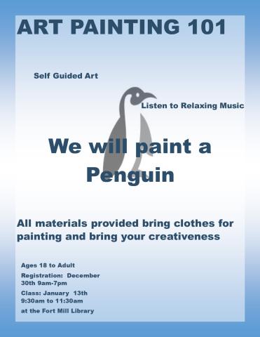 Art Painting 101 We will paint a penguin