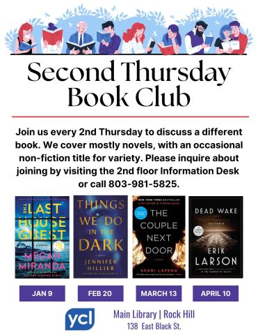 2nd Thursday Book Club flyer