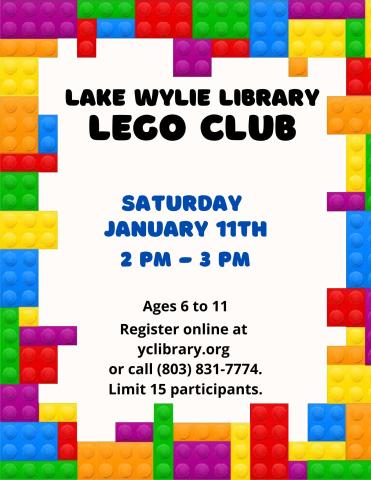 Use your imagination and get creative!    Have some fun and build with LEGOS supplied by the library.  For ages 6 to 11.