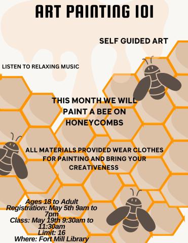 Art Painting 101 This month we will paint a bee on honeycombs