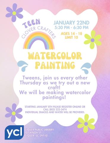 Teen Clover Crafters Watercolor Painting Flyer