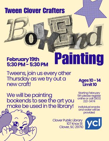 Tween Clover Crafters Bookend Painting Flyer