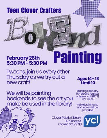 Teen Clover Crafters Bookend Painting Flyer