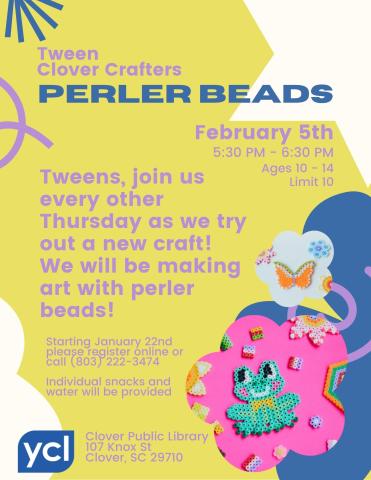 Tween Clover Crafters Perler Beads Painting Flyer