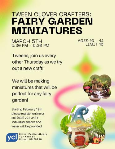 Tween Clover Crafters Fairy Garden Miniatures Flyer