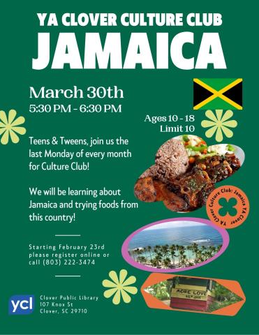 YA Clover Culture Club: Jamaica Flyer