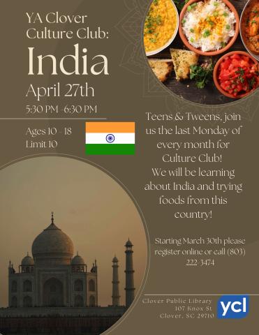 YA Clover Culture Club: India Flyer