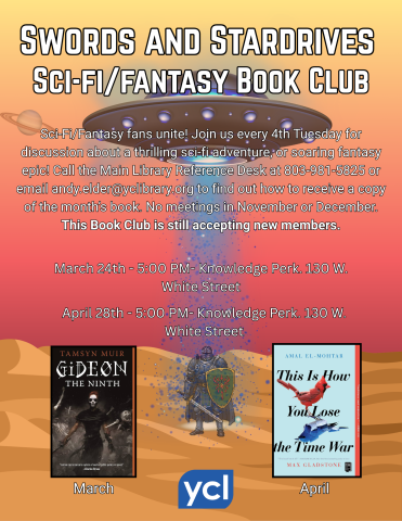 Flyer for Swords and Stardrives Book Club