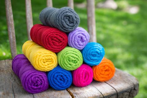 Stack of colorful yarn
