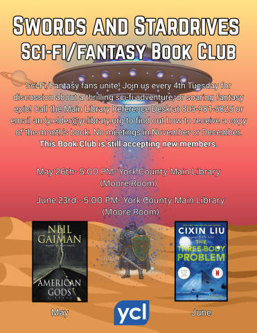 Flyer for Swords and Stardrives Book Club