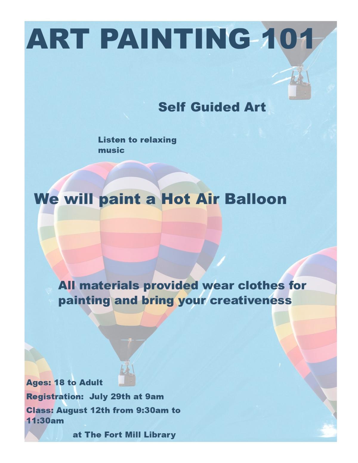 Art Painting 101 We will paint a Hot Air Balloon.