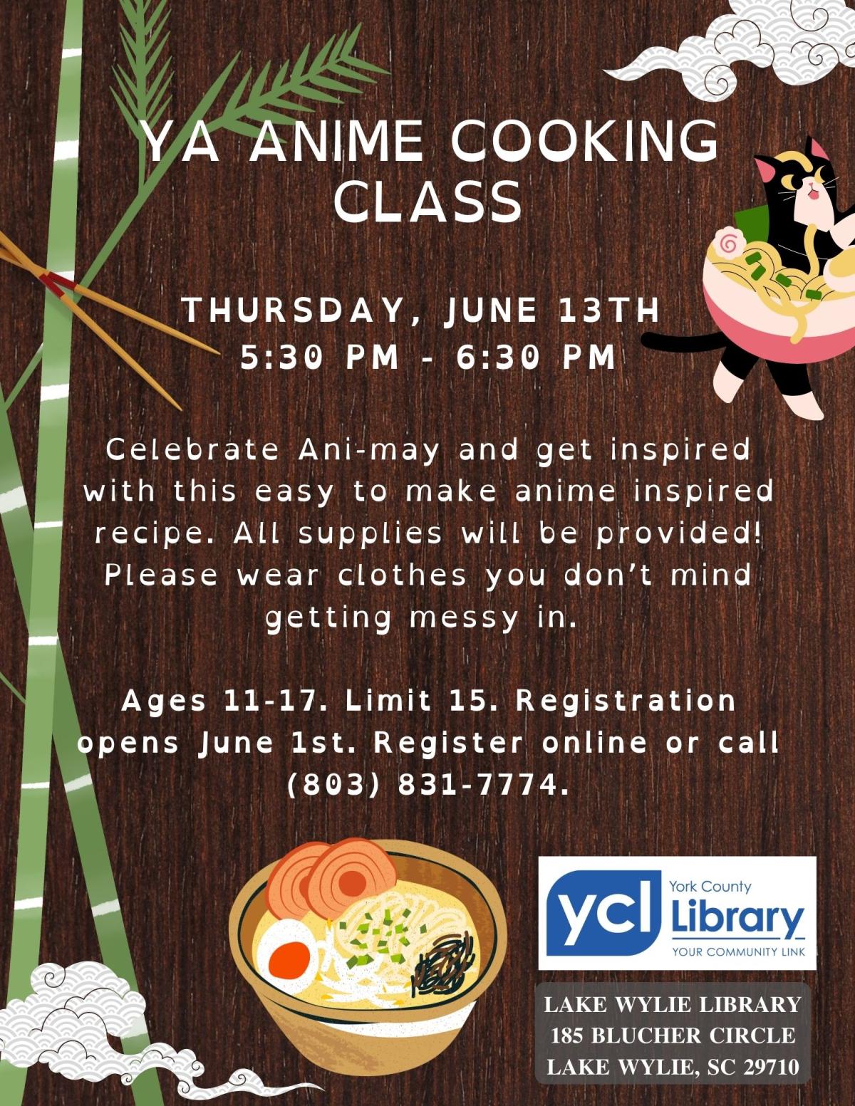 Flyer for YA Anime Cooking Class (Ponyo Ramen)