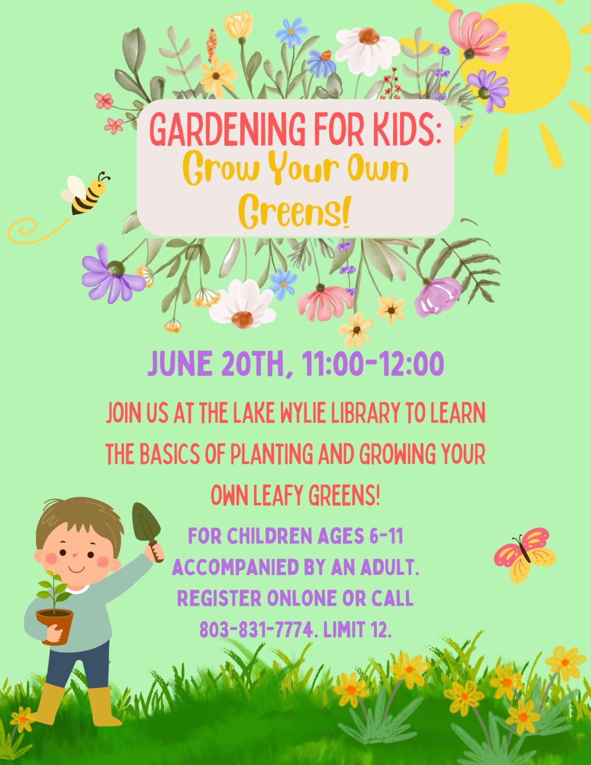 Join us at the Lake Wylie Library to learn the basics of planting and growing your own leafy greens!