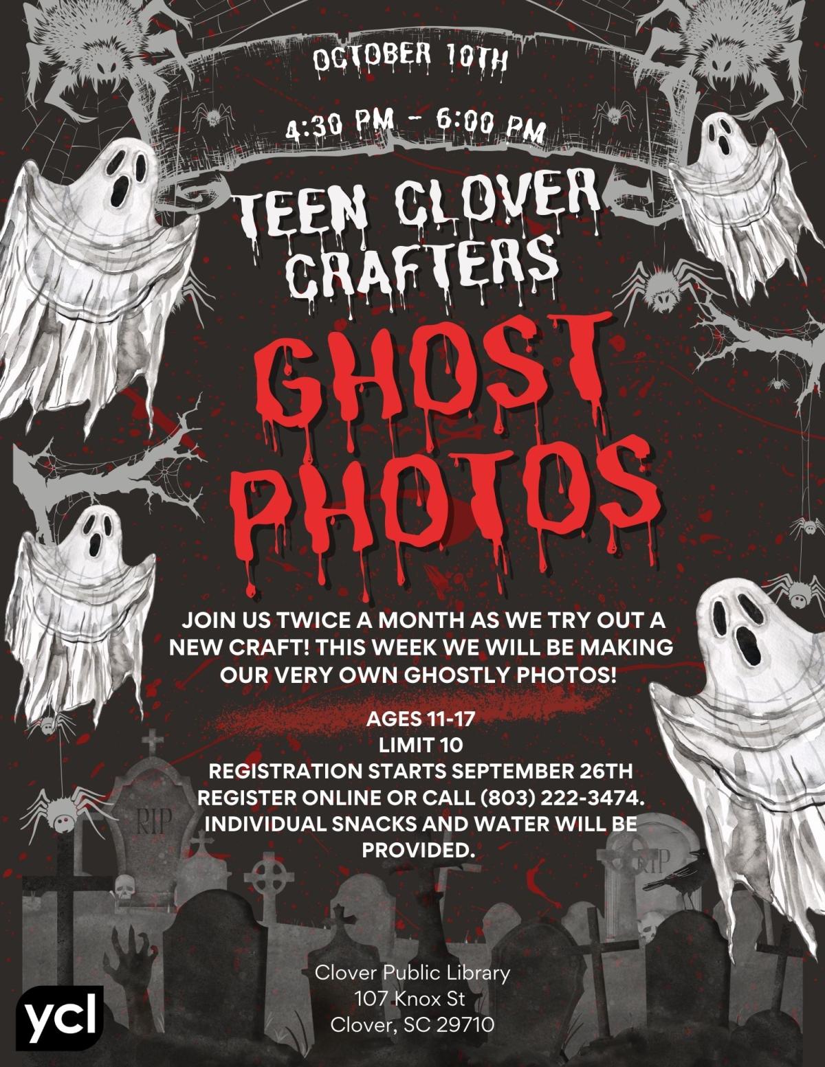 Teen Clover Crafters: Ghost Photos Flyer