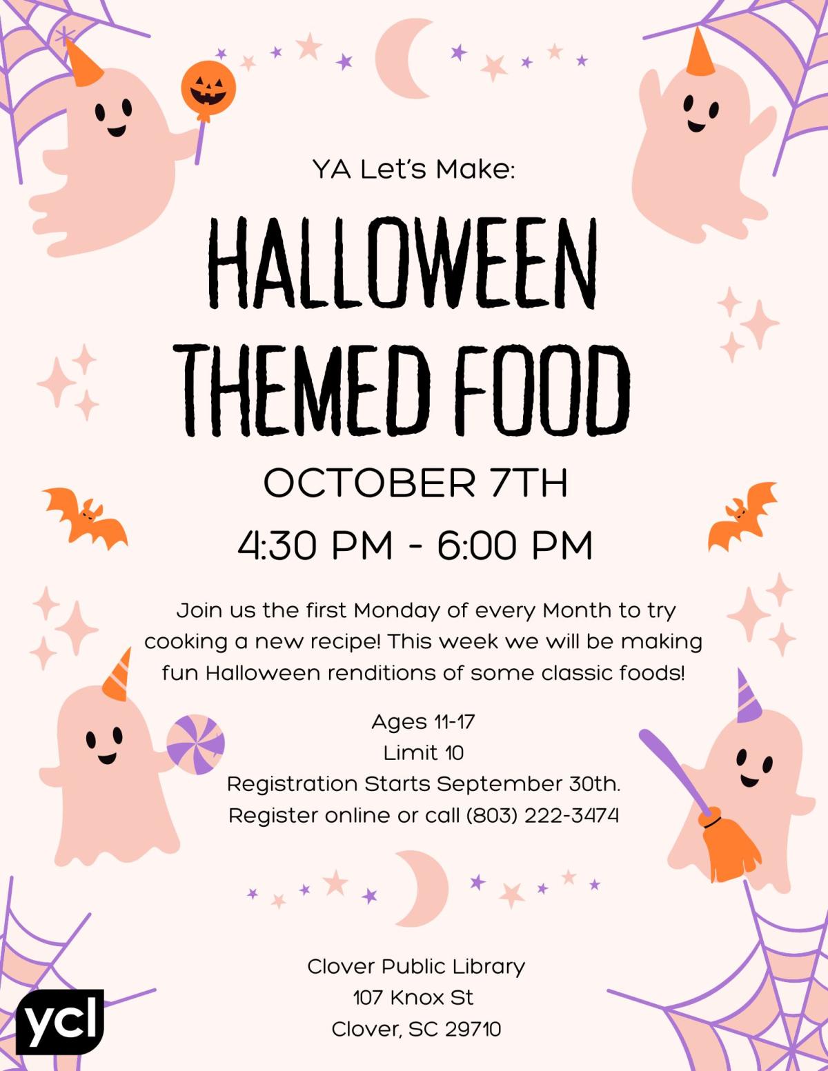 YA Let's Make: Halloween Themed Food Flyer