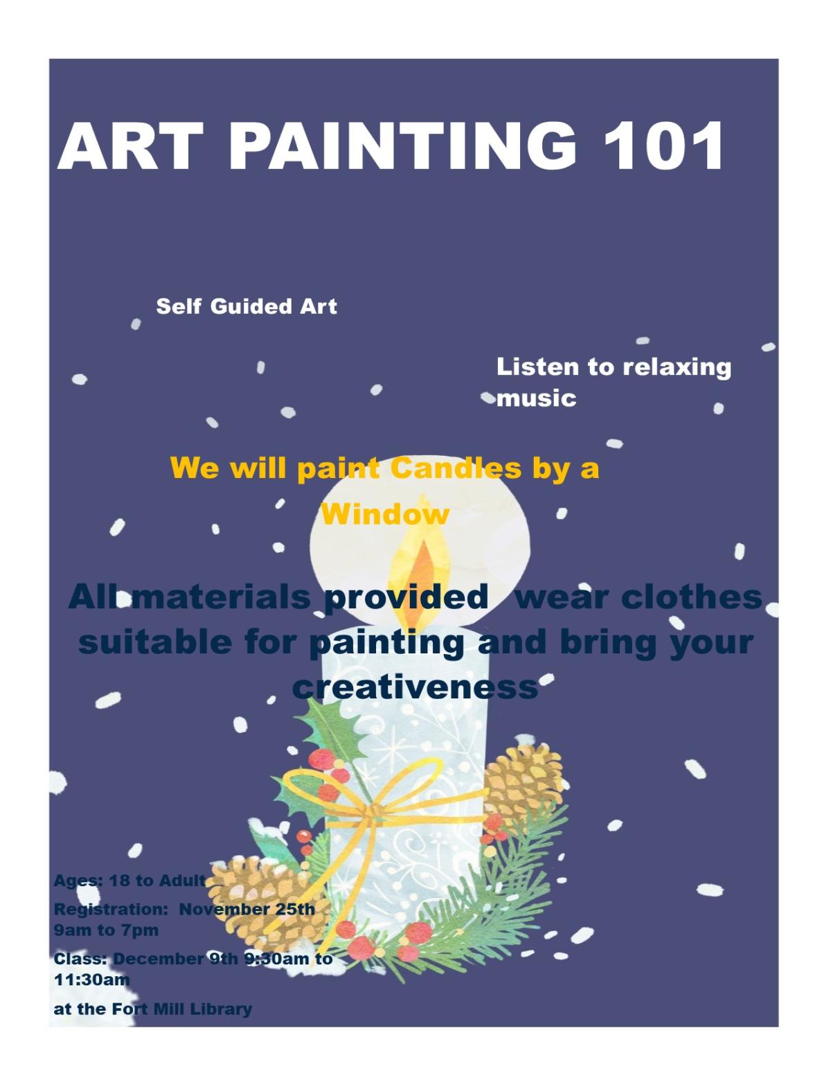 Art Painting 101 will Paint Candles by a Window