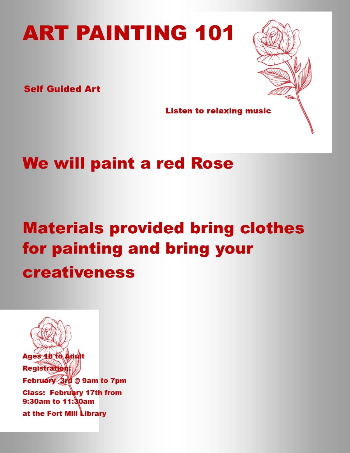 Art Painting 101 will paint a red Rose