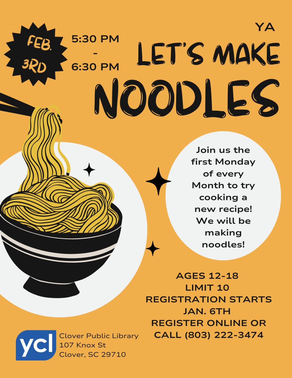 YA Let's Make Noodles Flyer