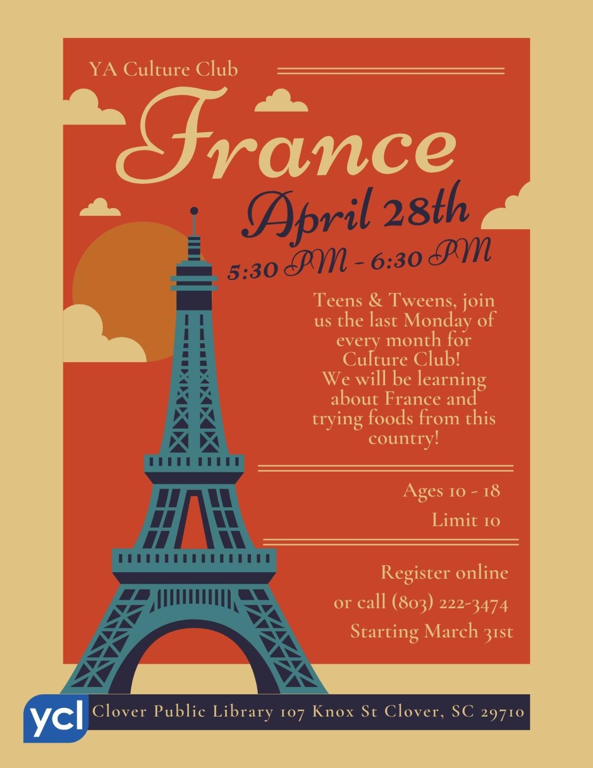 YA Culture Club France Flyer