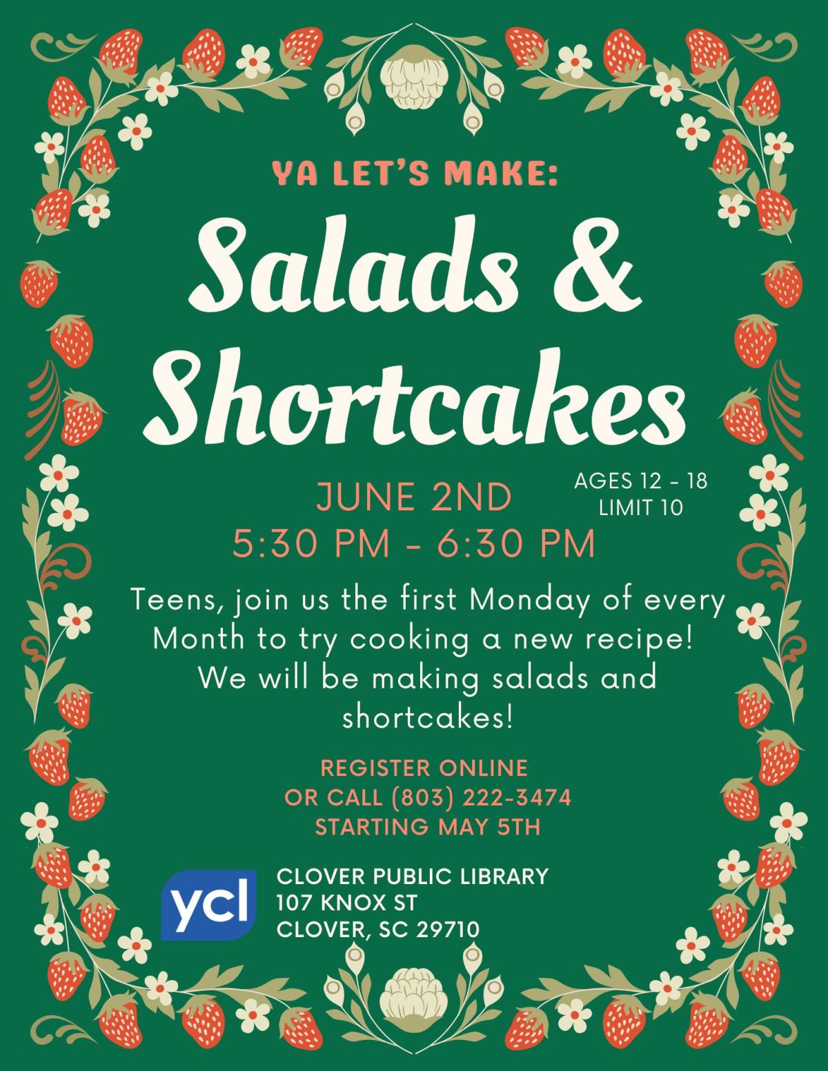 YA Let's Make Salads & Shortcakes Flyer