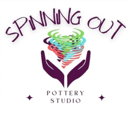 Spinning Out Pottery Studio Logo of Hands Spinning Pottery