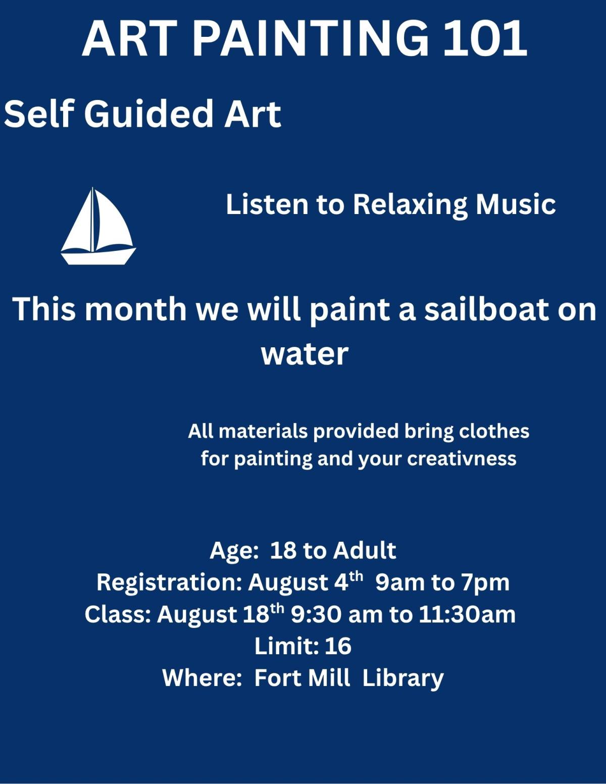 Art painting 101 will paint a sail boat sailing away from summer