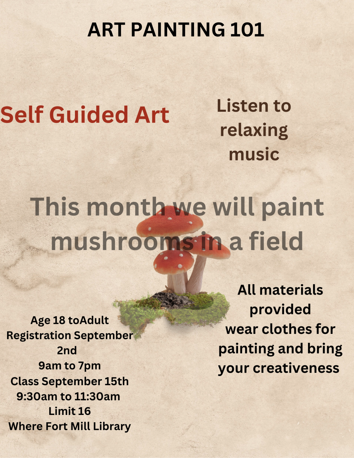 Art Painting 101 we will paint mushrooms