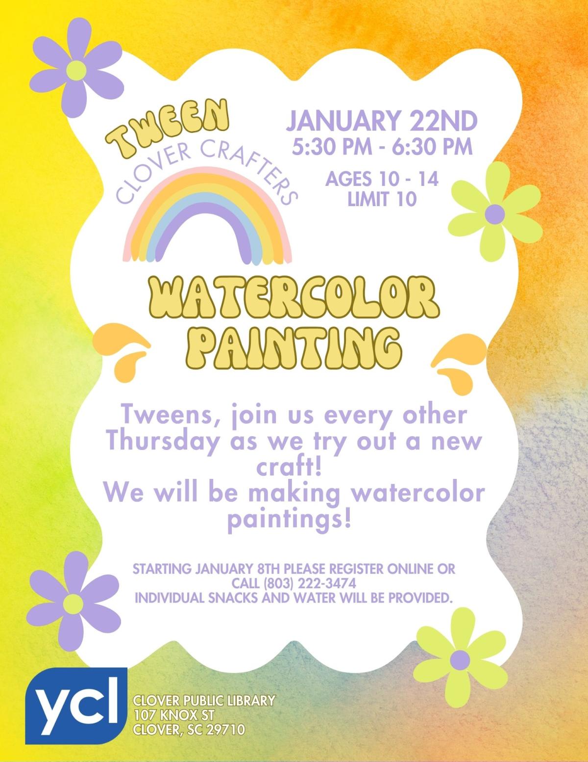 Tween Clover Crafters Watercolor Painting Flyer