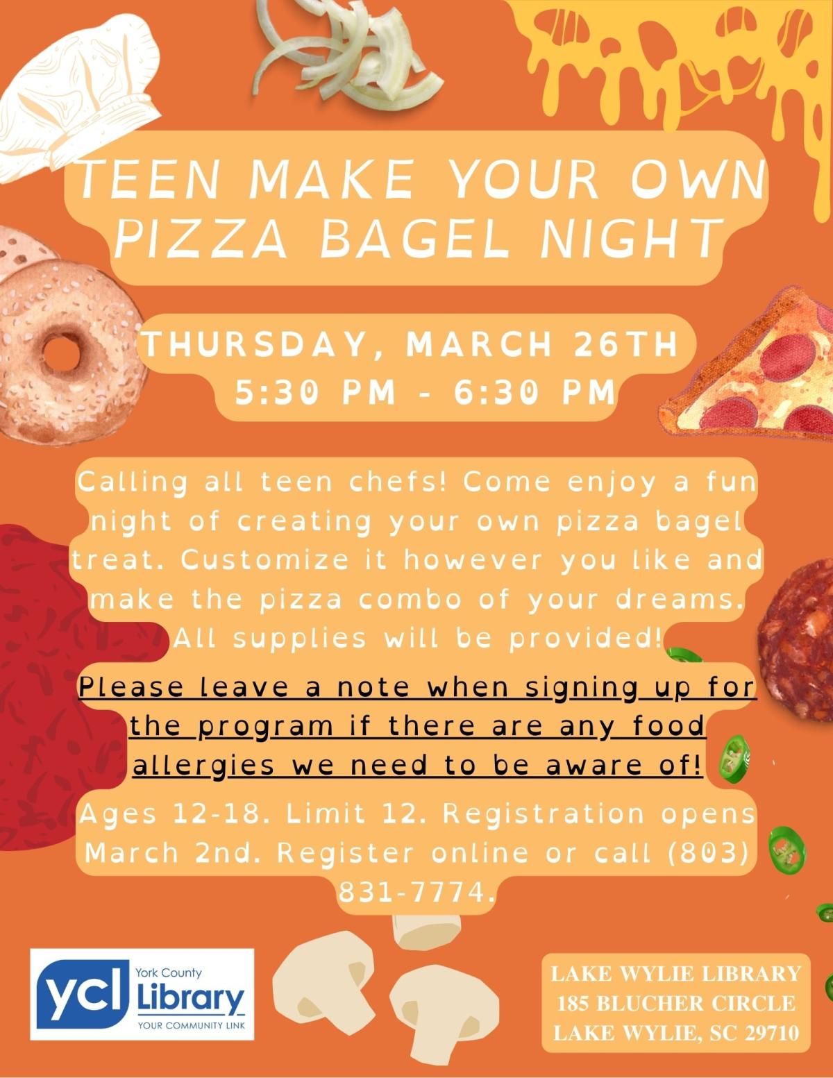 3262026 Teen Make Your Own Pizza Bagel Night Flyer
