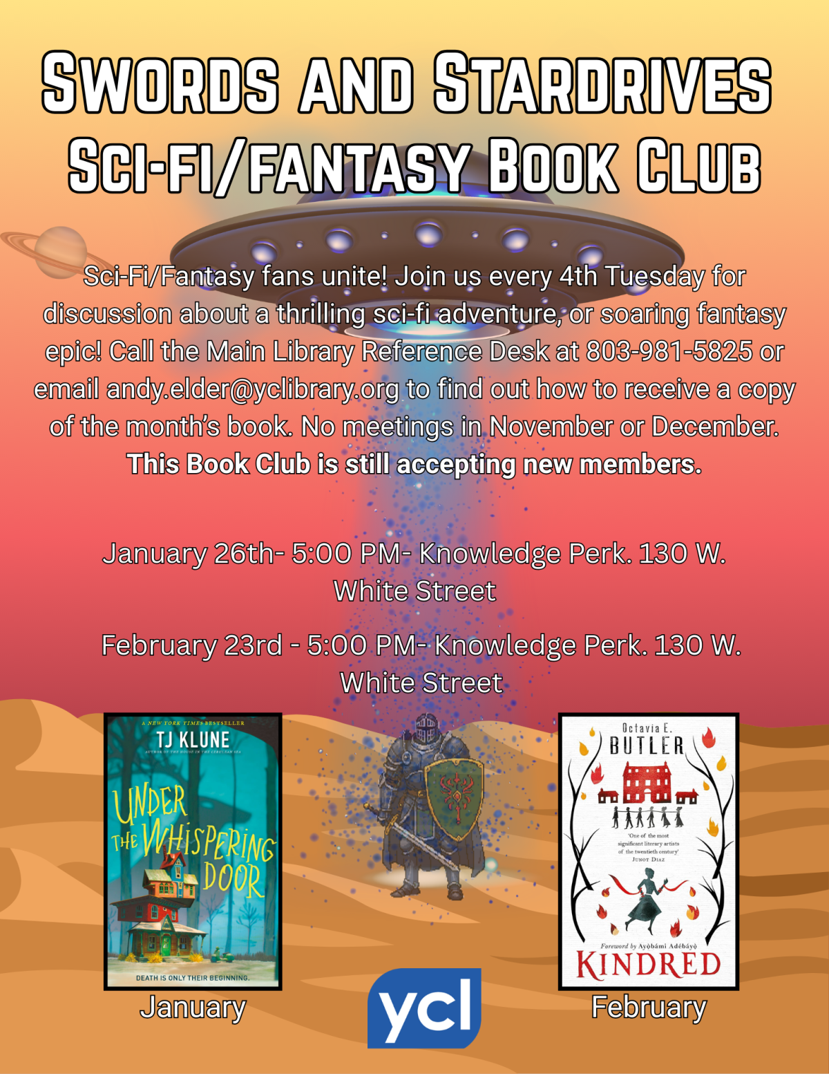 Flyer for Swords and Stardrives Book Club